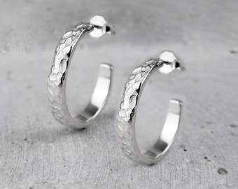 Orecchini Mezzo Cerchio Grandi In Argento 925 Semplici Ed Eleganti - Italia - Foto 10