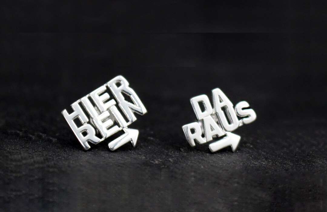 Ohrringe Spruch, Ohrringe Hier Rein Da Raus, Silber Ohrringe, 925 Sterling, Witzige Statement