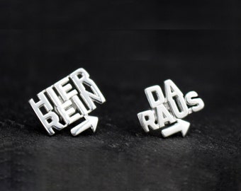 Ohrringe Spruch, Ohrringe Hier Rein Da Raus, Silber Ohrringe, 925 Sterling, Witzige Statement Ohrringe, Teenager Mädchen Geschenk