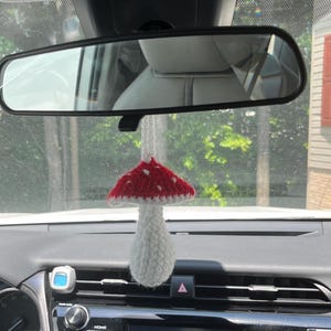 Crochet mushroom car accessory