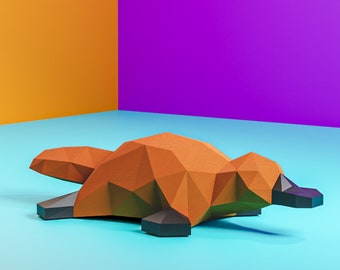 Schnabeltier 3D Modell Papercraft Vorlage, niedliches australisches Tier Origami, entzückende Low Poly Pdf digitale Vorlage, 3D Puzzle Download, Skulptur