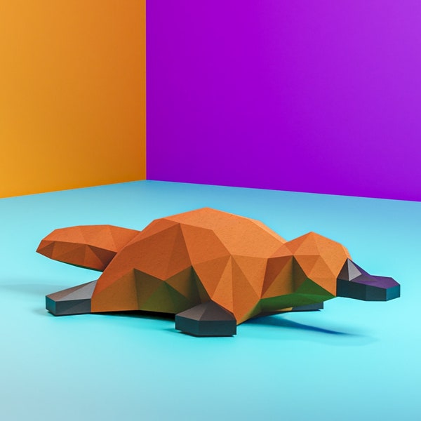 Platypus 3d model papercraft template, cute Australian animal origami, adorable low poly pdf digital template, 3D puzzle download, sculpture