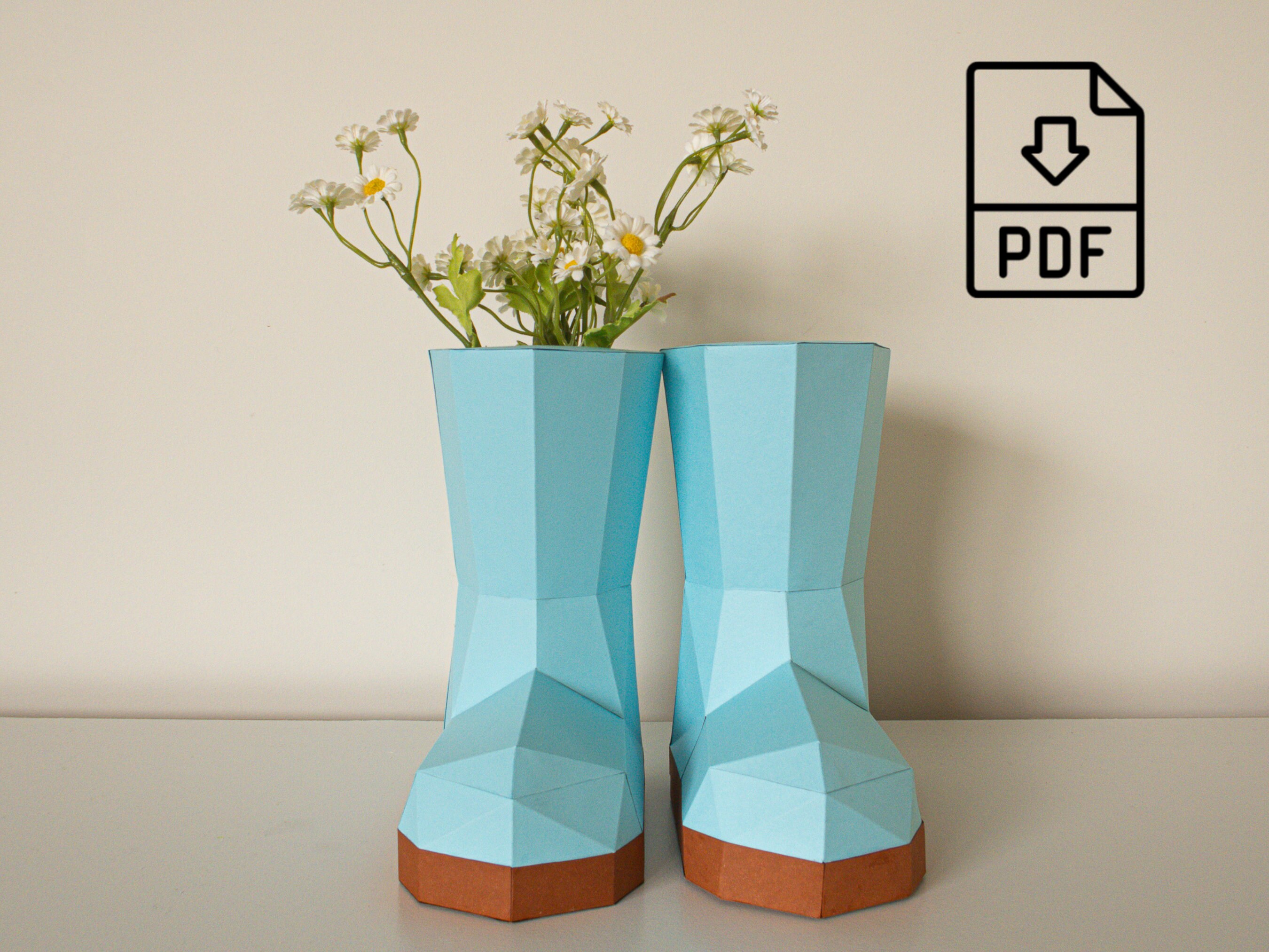 Papercraft Rainboot Vase Unique Dry and Artificial Flower Vase Papercraft Rainboot Vase Unique Dry and Artificial Flower Vase