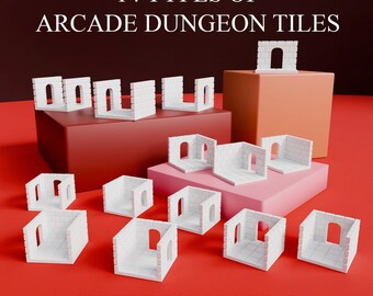 3D STL-Dateien zum Drucken | Dungeon Tiles Set mit Mauern & Bögen (14 Teile)