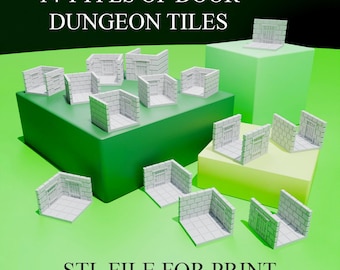 3D STL-Dateien zum Drucken | Dungeon Tiles Set mit Wänden & Türen (14 Teile)