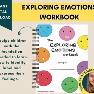 Emoties verkennen werkboek voor kinderen, sociaal emotioneel leren, werkbladen voor kinderen, geestelijke gezondheid, emotionele regulatie kinderen