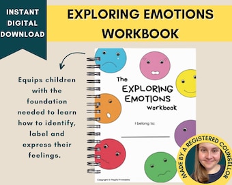 Emoties verkennen werkboek voor kinderen, sociaal emotioneel leren, werkbladen voor kinderen, geestelijke gezondheid, emotionele regulatie kinderen