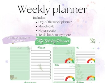 Wochenplaner To Do Liste Stimmungsskala Journal ADHS Wochenplaner Printable Instant Download