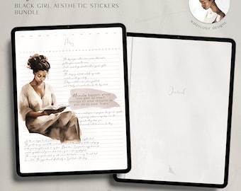 Black Girl Digital Journal & Digital Stickers Bundle (PDF)