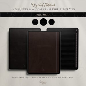 Dark Mode Digital Student Notebook: Minimalistisk GoodNotes Planner (PDF)