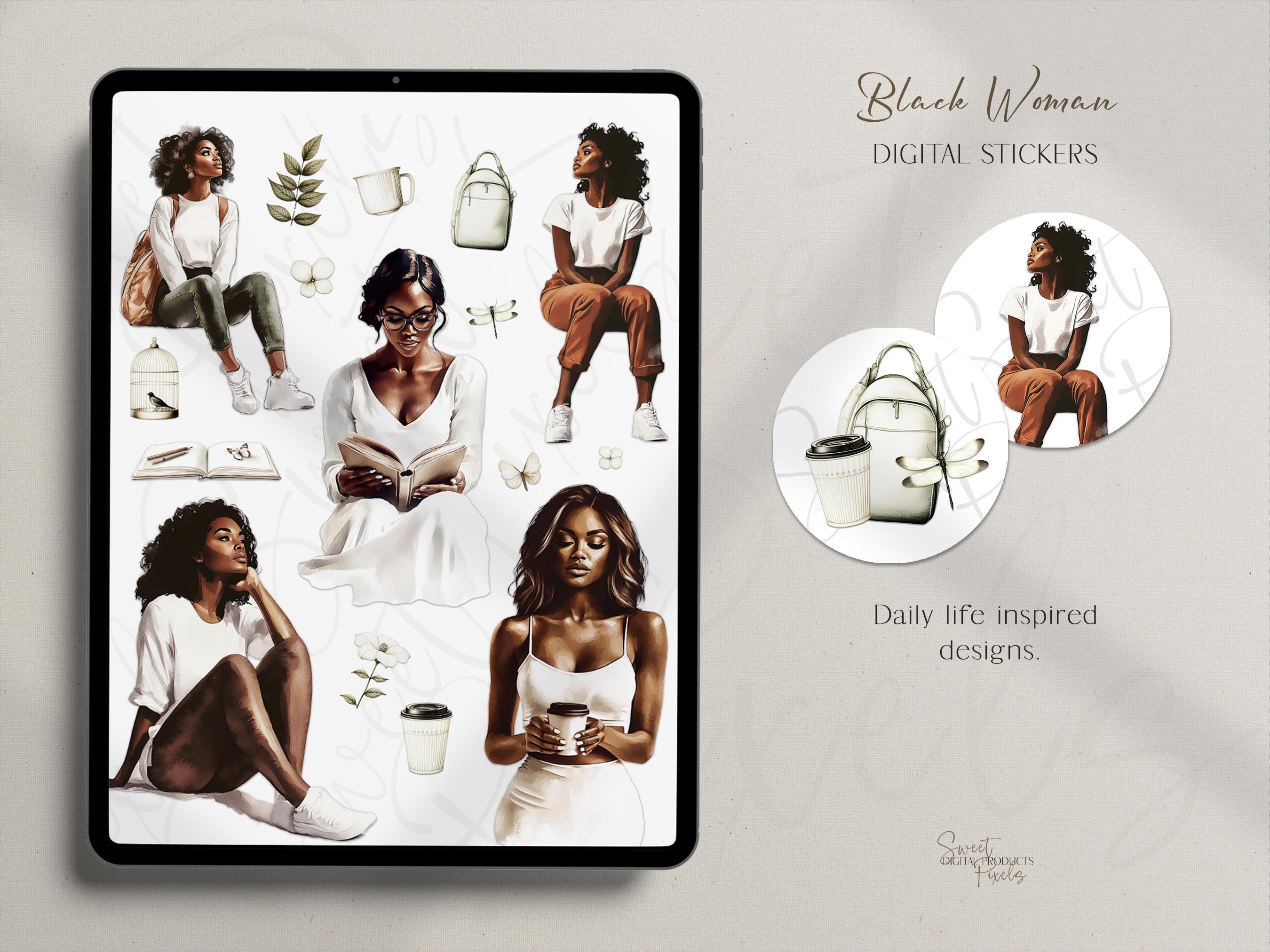 Black Girl Digital Stickers: Afro American Goodnotes Planner Stickers ...