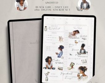 Black Girl Life Planner Bundle: Digital Planner & Stickers (GoodNotes)