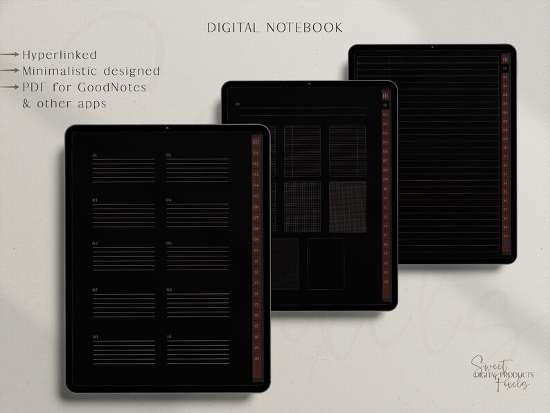 Dark Mode Fall Notebook, Dark Mode Autumn, Digital Notebook ...