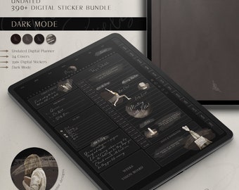 Dark Mode Digital Planner Bundle: Undatiert, GoodNotes kompatibel (digitaler Download)