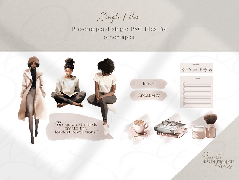 Black Girl Digital Planner Bundle: Undated Planner + Stickers ...