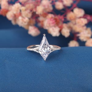 Kite Cut Moissanite Engagement Ring: Vintage 14k Yellow Gold Bridal Ring