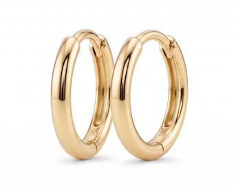 14K Gold Mini Hoop Earrings, Dainty Cartilage Huggie Hoops, Minimalist Gold Hoop Earrings, Tiny Everyday Hoop Earrings, Gift for Her