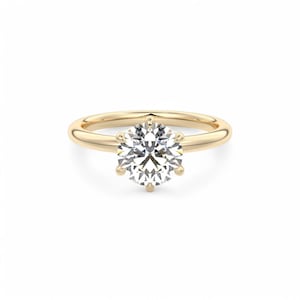 2CT Round Lab Diamond Engagement Ring: IGI Certified 14k Yellow Gold