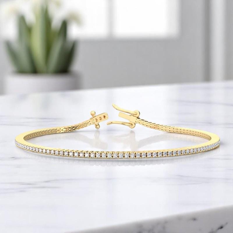 イエローゴールド ダイヤモンドブレスレット 1.00カラット 楽天市場】テニスブレスレットフルエタニティーダイヤモンド1.00