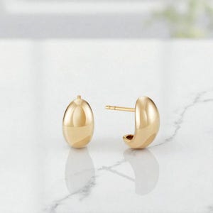 Bold Dome Huggie Hoop Earrings • 14K Gold Chunky Mini Hoops • Modern Minimalist Earrings • Everyday Gold Earrings Gift for Her