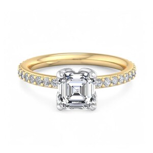 Asscher Cut Lab Diamant 14k Gelbgold Verlobungsring