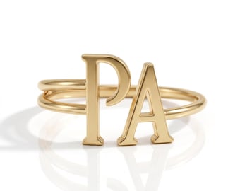Custom Initial Ring 14K Gold • Personalized Letter Ring • Dainty Stackable Ring • Minimalist Name Ring • Gift for Her