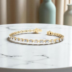 2.00 Carat Labor gewachsene Diamant Tennis Armband: 14K Rosegold, Mixed Cut