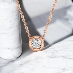 2.00 ct Lab Grown Diamond Solitaire Necklace: 14K Yellow Gold Pendant