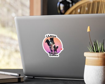 Border Collie Decal Sticker: I Love Border Collies Kiss-Cut Waterproof Vinyl Sticker