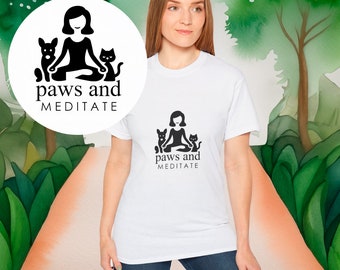 Yoga Animal Lover T-Shirt - Lotus Namaste Zen Meditation Gift for Yogi Dog Cat Lover 100% Cotton Unisex Tee