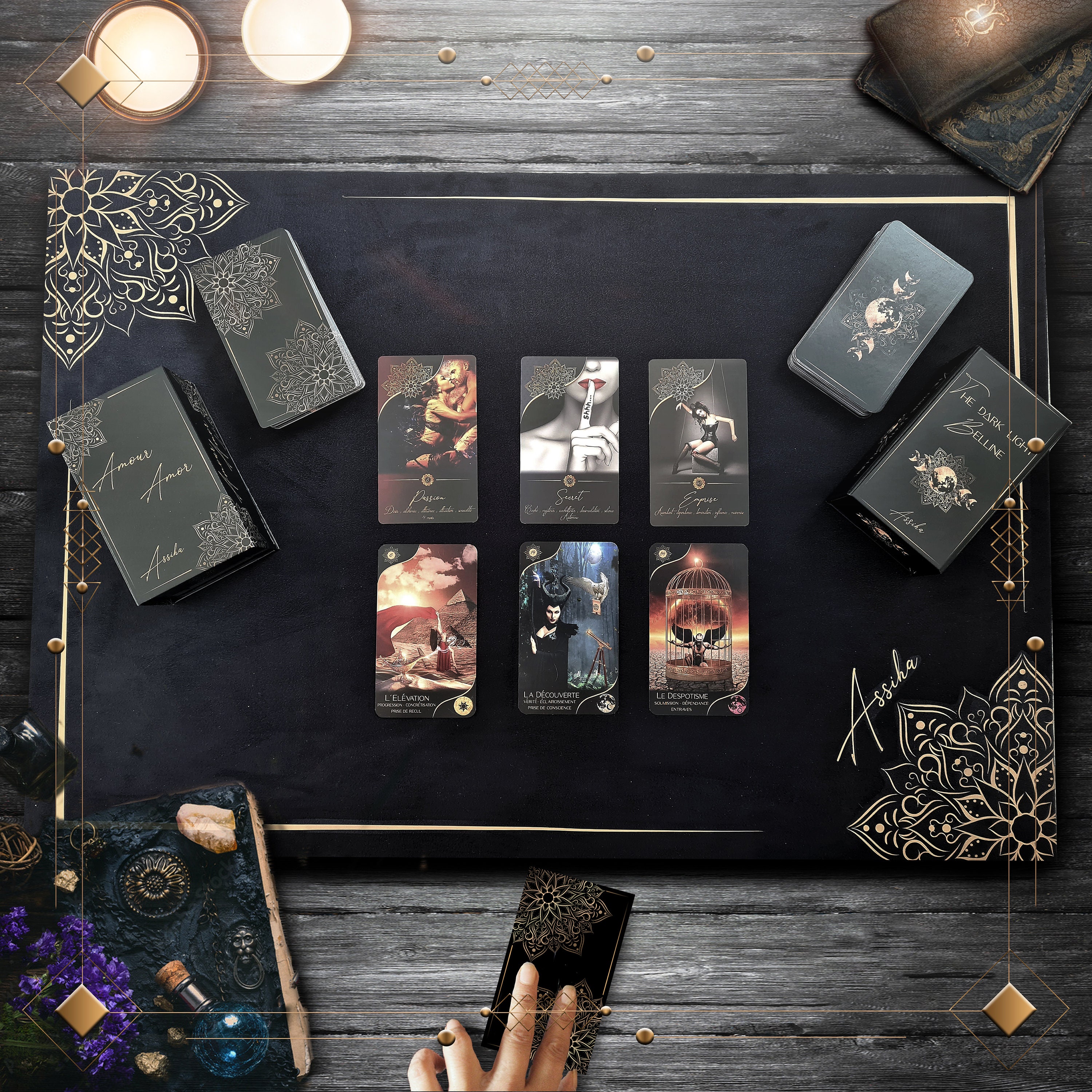 Coffret Voyance – Tapis De Tirage Yin & Yang, Bourse Velours, Tarot De Marseille Ancien – Équilibre Et Méditation