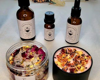 Self-Care Ritual Kit – Self-Love Spell Kit with Candle, Oil, Bath Salts - Mini or Regular Size - Witchy Gift Set for Healing & Intentions