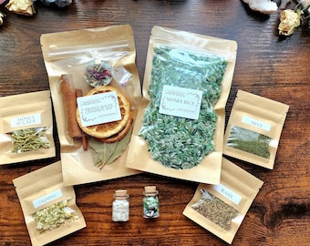 Money Bowl Spell Kit: Abundance Crystals, Herbs & Candle - Prosperity Ritual