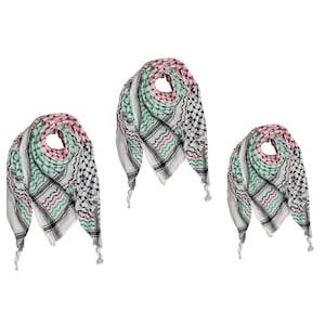 Set of The Original Keffiyeh Palestinian Flag Hatta Original Brand 100% Cotton Unisex Scarves 47"x47" Summer 2023, Hirbawi Keffiyeh, 3 or 6