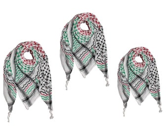 Set of The Original Keffiyeh Palestinian Flag Hatta Original Brand 100% Cotton Unisex Scarves 47"x47" Summer 2023, Hirbawi Keffiyeh, 3 or 6