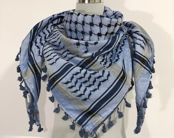 Authentic Traditional Bule Kufiya - Traditional Palestinian Craftsmanship, Elegant and Versatile Scarf Shemagh Original Brand 100%