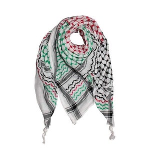 The Original Keffiyeh Palestinian Flag Hatta Original Brand 100% Cotton Unisex Scarves 47x47 Summer 2023, Hirbawi Keffiyeh image 1