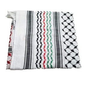 The Original Keffiyeh Palestinian Flag Hatta Original Brand 100% Cotton Unisex Scarves 47x47 Summer 2023, Hirbawi Keffiyeh image 4