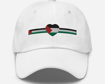 Chapeau papa Drapeau Palestine, Coeur Palestine, Broderie