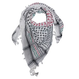 Original Keffiyeh Palestinian Flag Hatta With hem Original Brand 100% Cotton Unisex Scarves 47"x47" Summer 2023, Hirbawi Keffiyeh