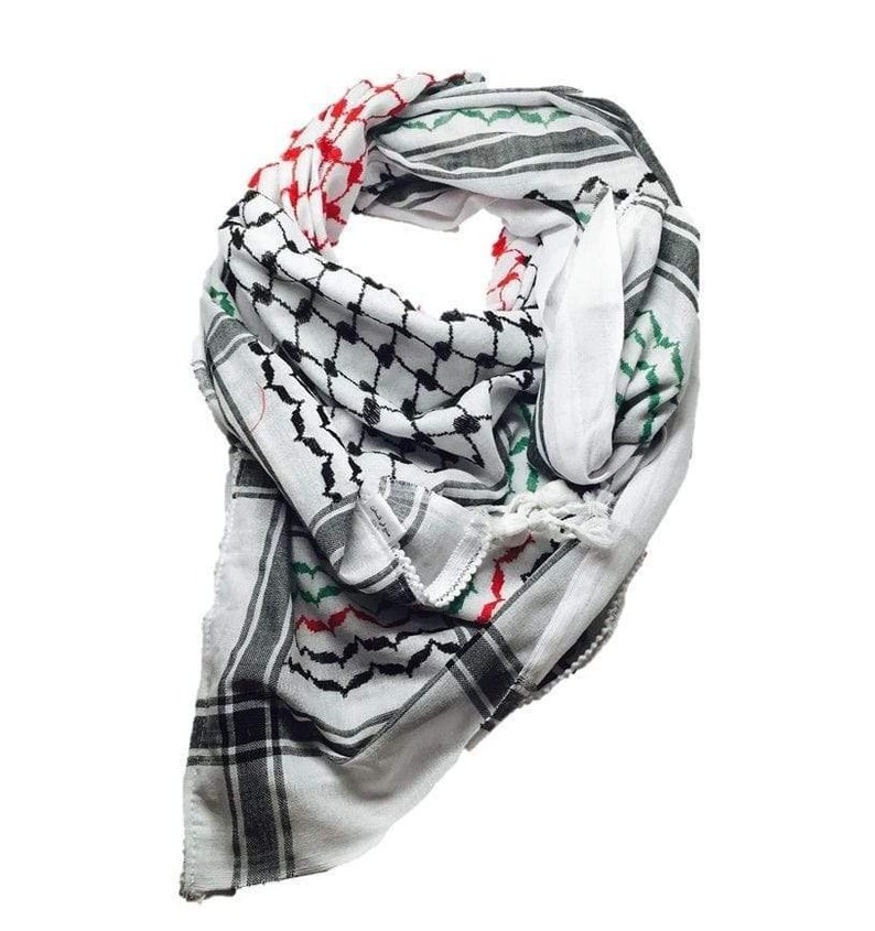 The Original Keffiyeh Palestinian Flag Hatta Original Brand 100% Cotton Unisex Scarves 47x47 Summer 2023, Hirbawi Keffiyeh image 7