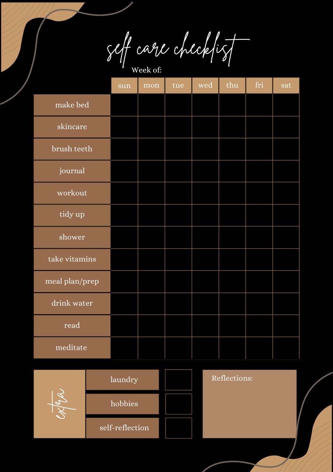 Self Care Checklist: Nude Collection - Etsy