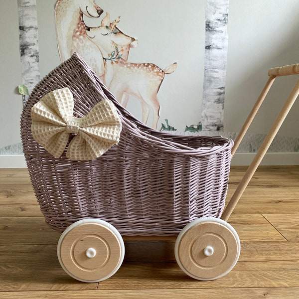 WICKER PRAM, with mattress and bedding for each trolley included, Handmade,