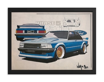 Phase 5 gala sketch by Wayne Draper, 1981 (A2 Framed Print)