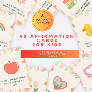 Affirmations Cards for Kids | Positive Quotes Printable Gift | Mindfulness Gift Cards | Positive Cards | Teacher Appreciation Gifts