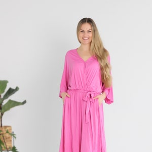Women pink jumpsuit, Romper dress, Jumpsuits with sleeves, Holiday dress, Cropped jumpsuit plus size, curvy. image 1