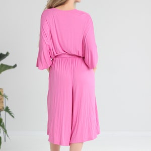 Women pink jumpsuit, Romper dress, Jumpsuits with sleeves, Holiday dress, Cropped jumpsuit plus size, curvy. image 4