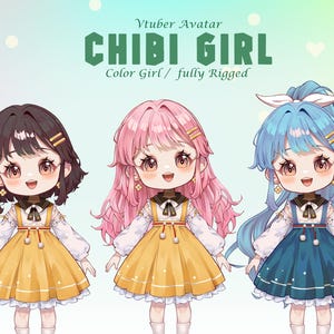 Aanpasbaar Live2D-model: Colour Girl / volledig opgetuigd / Live2D / Schattig / Girl / Chibi /