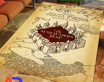 Vintage Rug, Rugs For Living Room, Home Decor Rug, The Marauders Map Rug