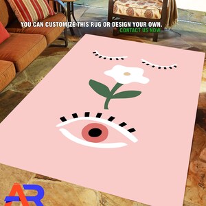Modern Abstract Rug, Minimalist Rug, Nordic Scandinavian Area Rugs, Rug for Living Room, Silky Soft Rug, Rug for Bedroom, Dining Room